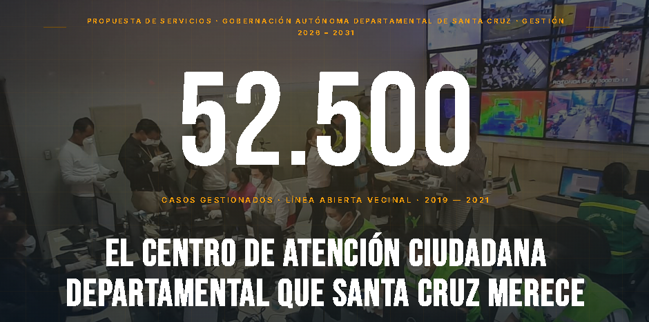 Landing page de la propuesta para la Gobernación de Santa Cruz